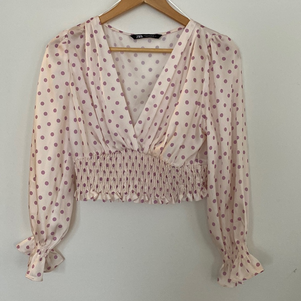 Zara Cropped Polka Dot Top